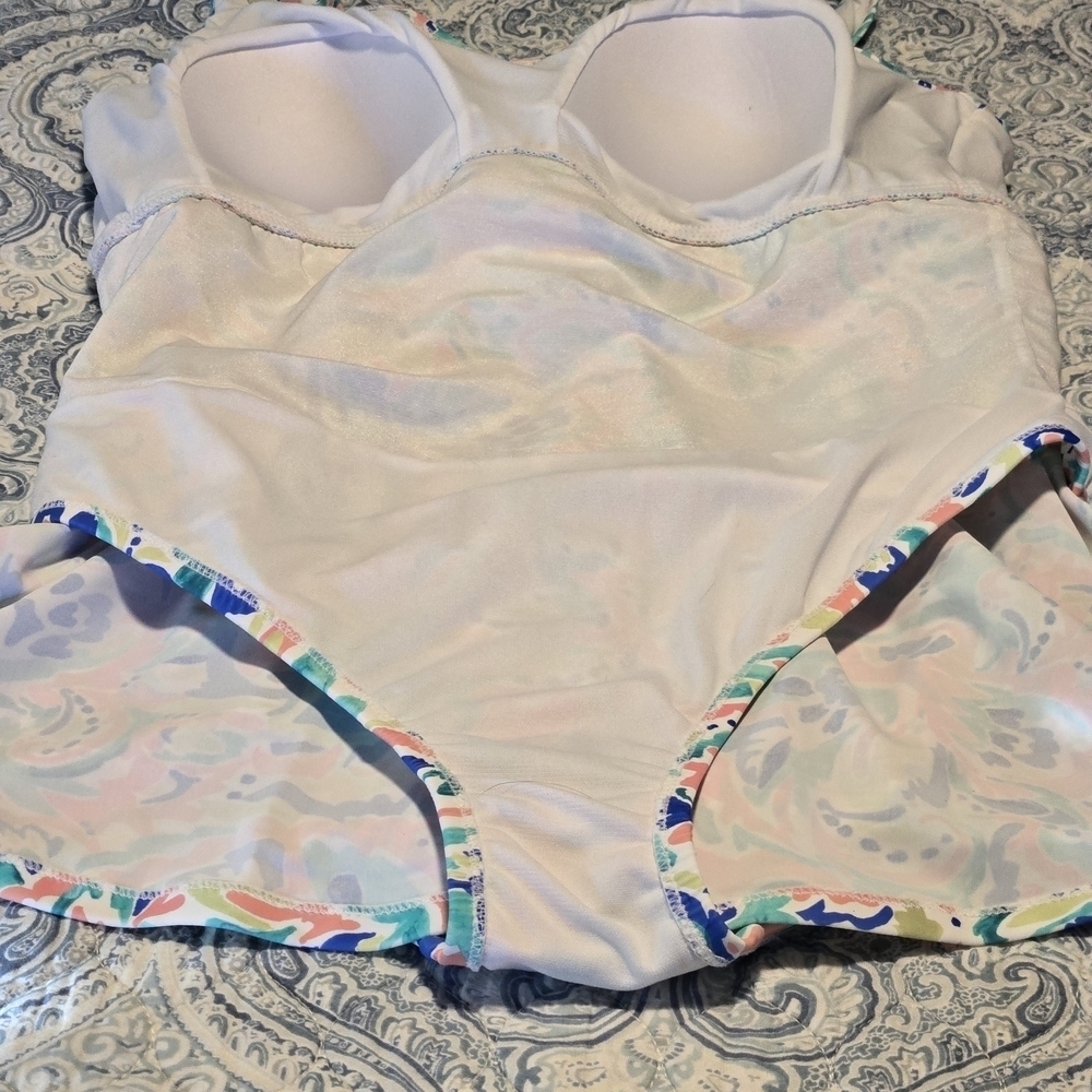 Raisins Curve Lucia V-neck Tummy Control Colorful Paisley Print Swim Dress 16W - Picture 12 of 16